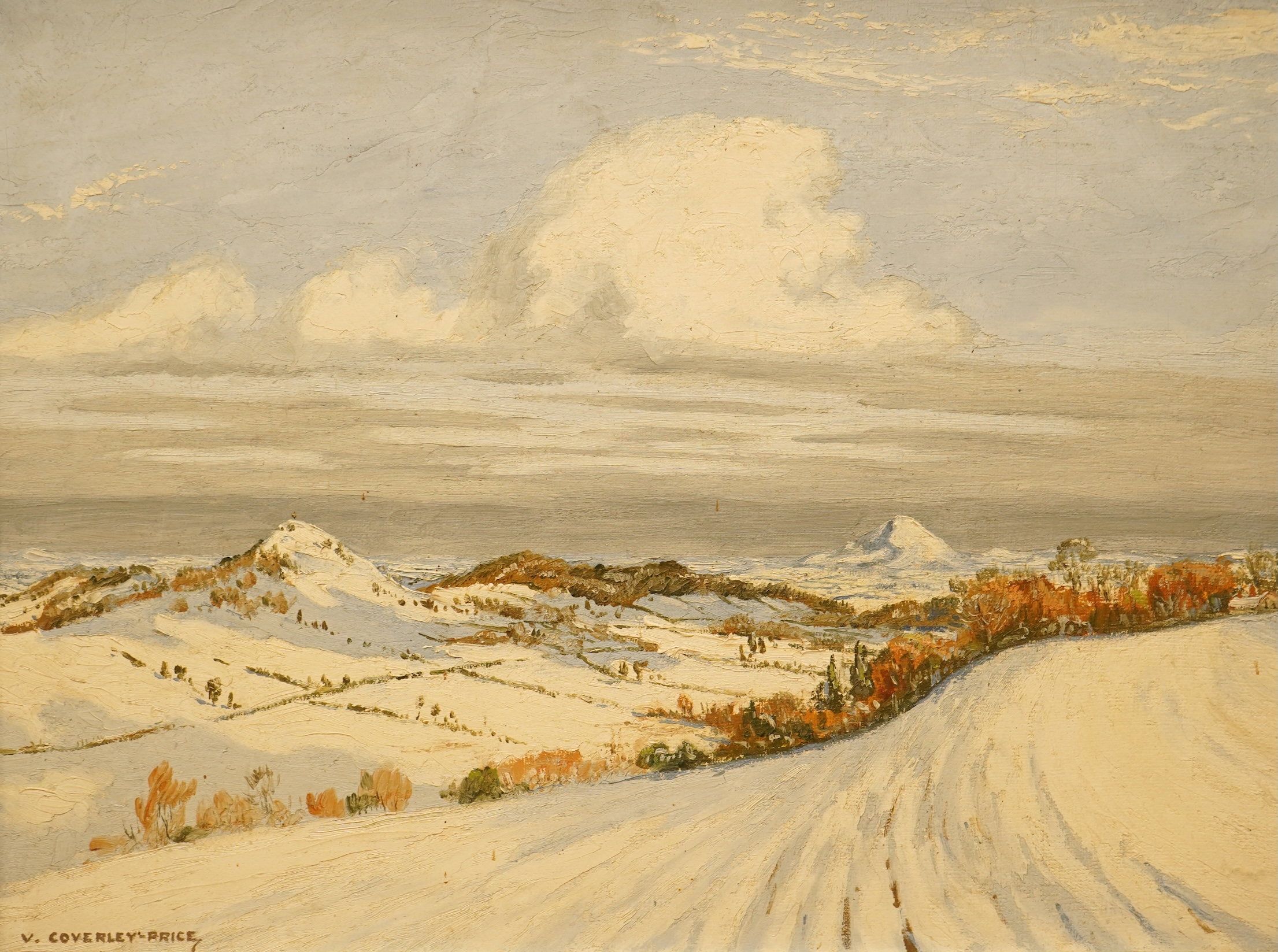 Victor Coverley-Price (1901-1988), Snowy winter landscape, signed, oil on canvas board, 28 x 39cm